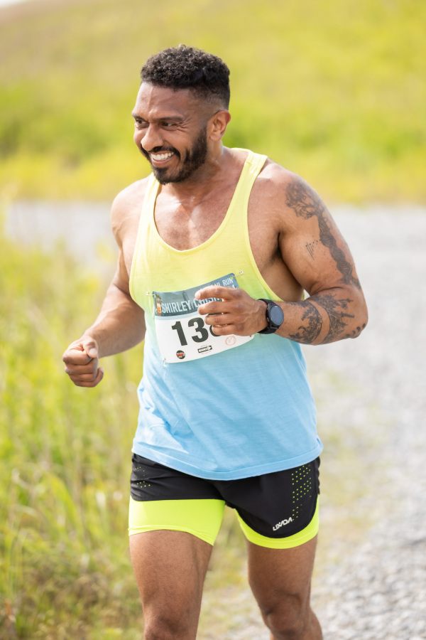 Jay mid-race at a local 10K